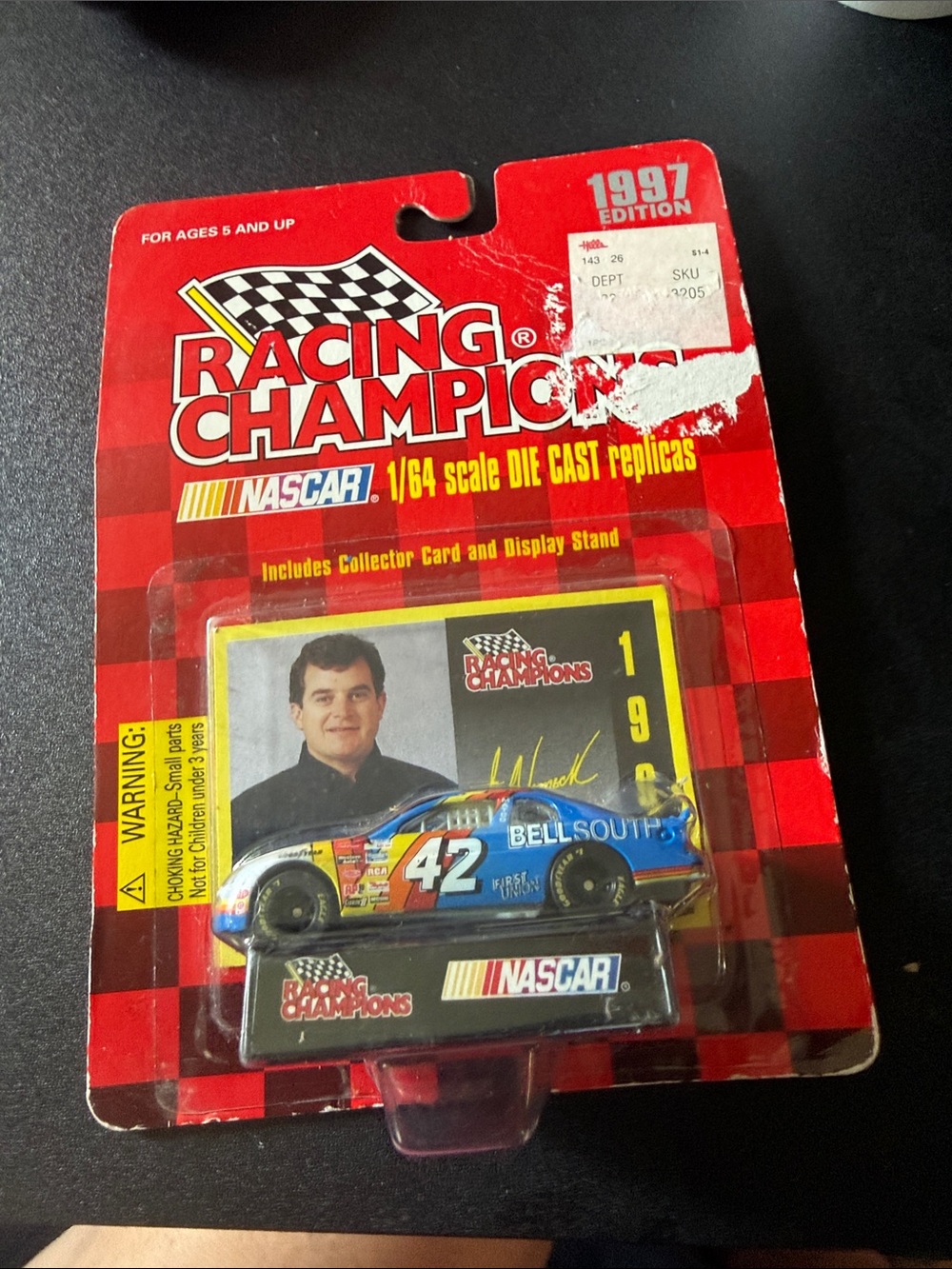 Joe Nemechek Racing Champions NASCAR Die-Cast #42 BellSouth Blue Race Car (1997)